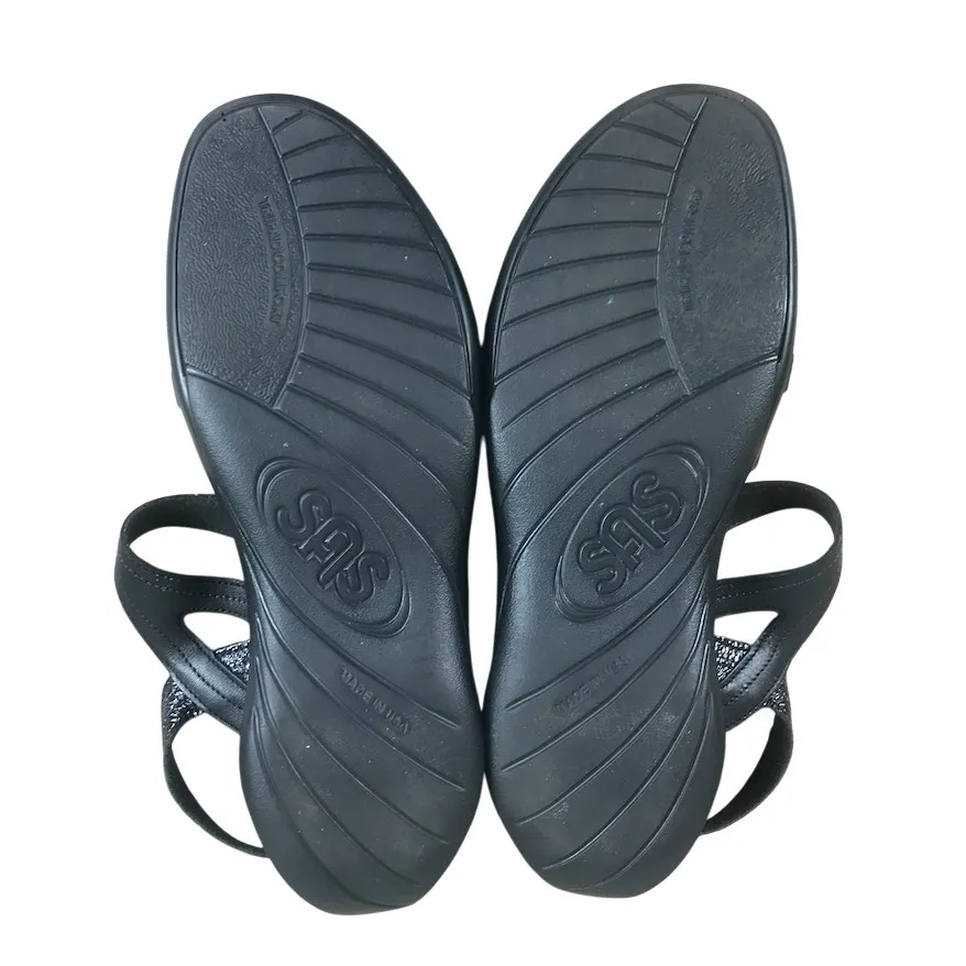 SAS Pier Heel Leather Strap Sandals Women 11M Black Adjustable Comfort Made USA Size 11 - Image 12