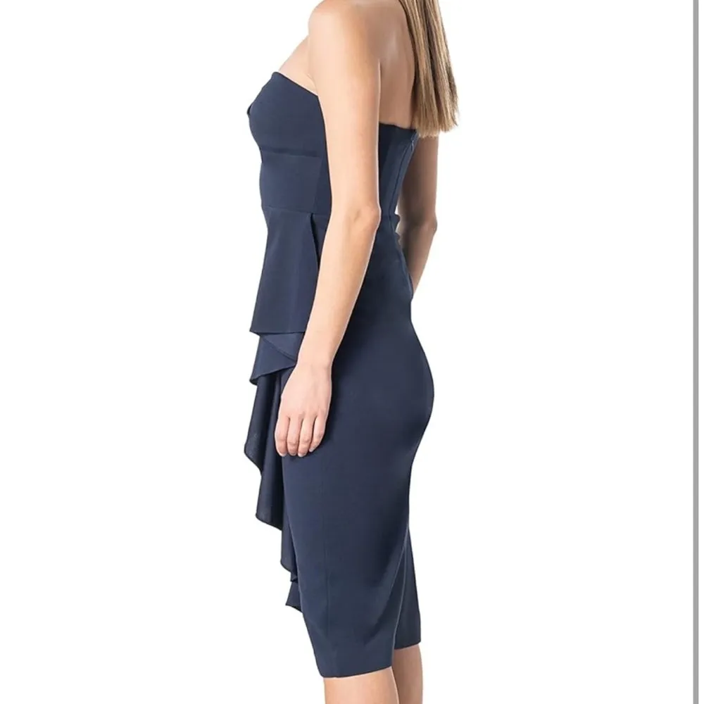 Dress the Population Liv Ruffled Midi Dress Navy M - Image 5
