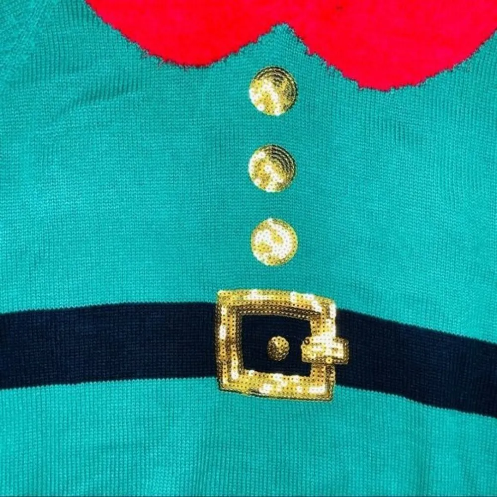 United States sweaters elf hooded poncho with jingle bells size medium oversized - Image 3