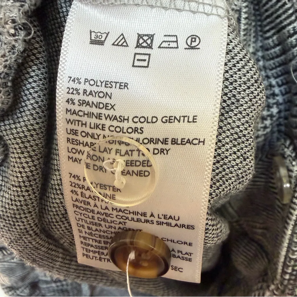 Anthropologie Maeve Plaid Womens Wide Legged Cropped Black Grey Plaid Pants XS - Image 7