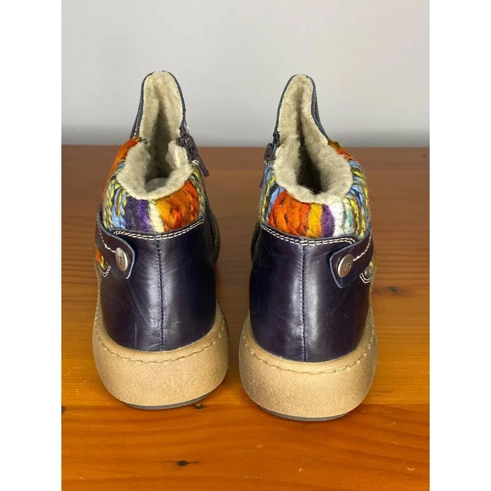 Josef Seibel Maren 07 Blue Leather Ankle Boots With Sherpa Lining & Multi - Image 3