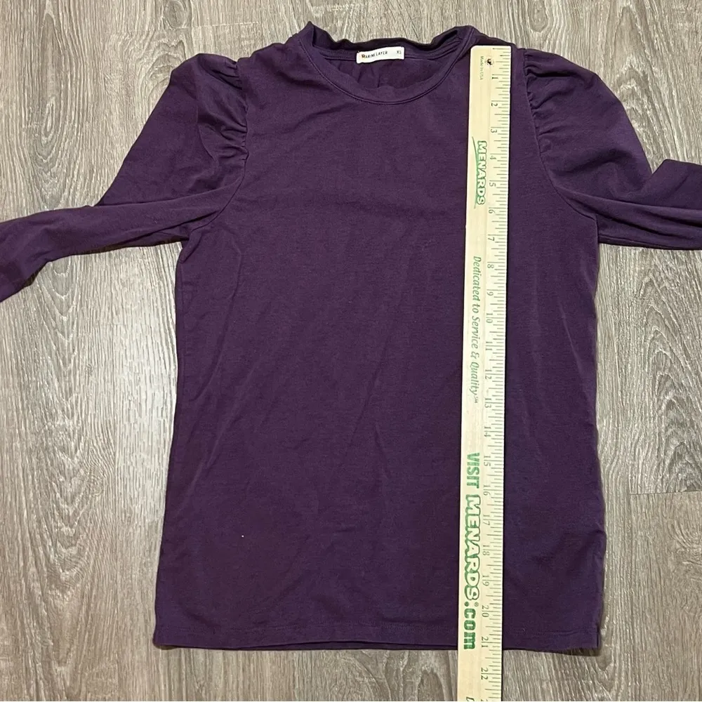 Marine Layer Celeste Ruffle Sleeve Top Womens Extra Small Dark Purple​​ - Image 5