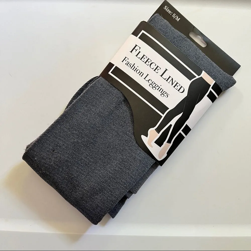 Fleece Lined Denim‎ Effect Leggings nwt Blue - Image 2