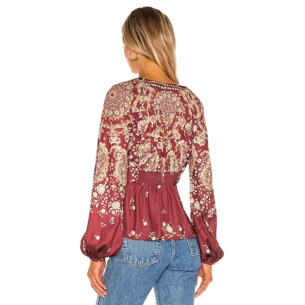 💕FREE PEOPLE💕 Run Free Tunic~ Satin Chocolate Combo Print XS NWT - Image 4