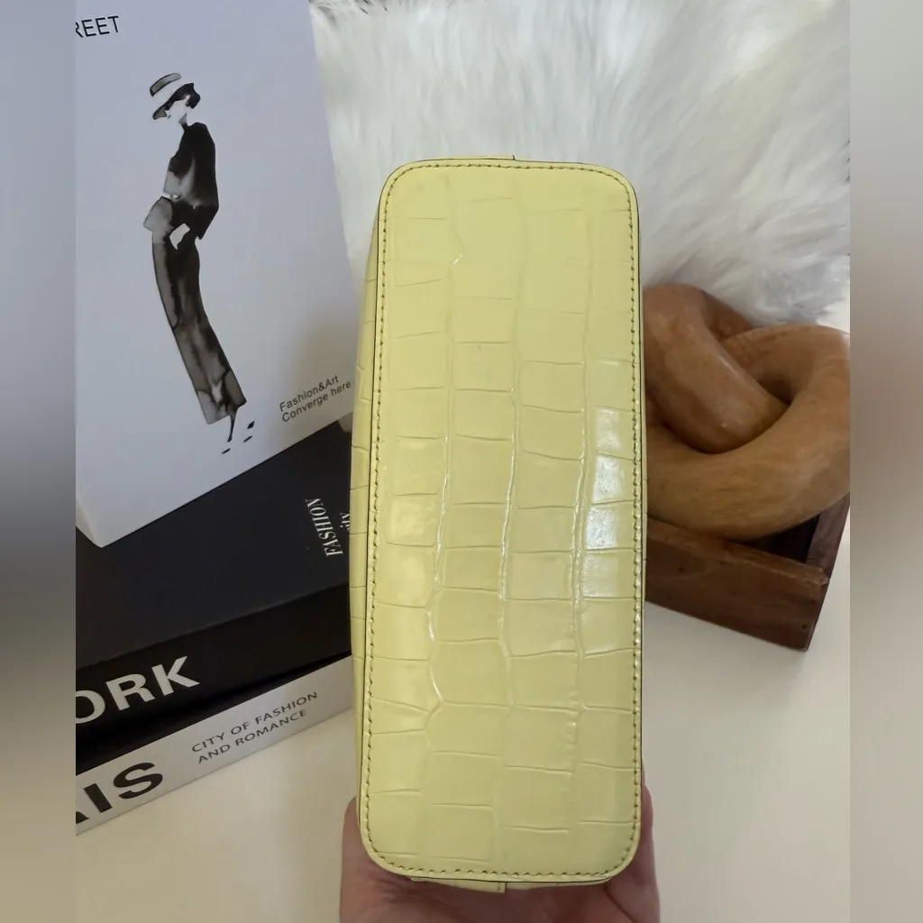 Rare Tory Burch Britten Embossed Mini Satchel Crossbody – Pastel Yellow Croc NWT - Image 5