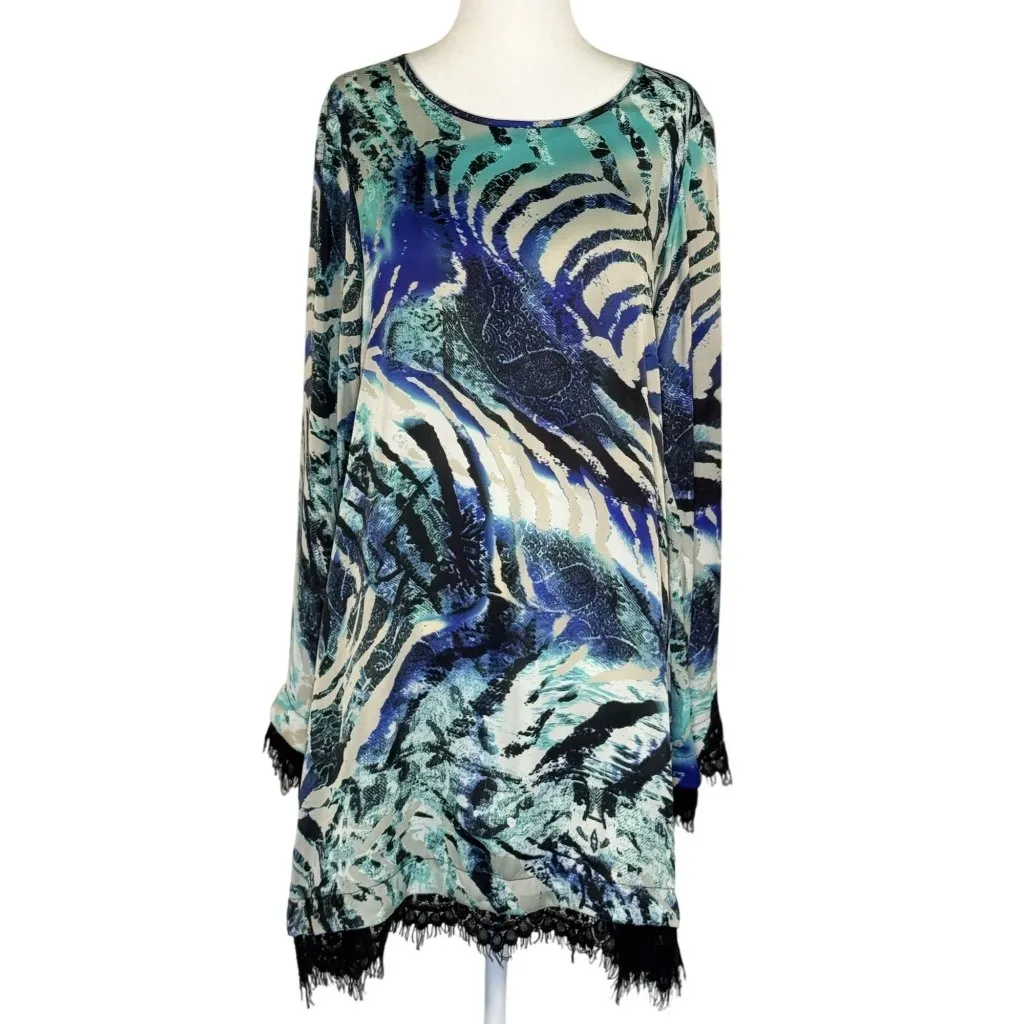 Rubicon Size Large Made in brazil Women elegant dress Shiffon Green - Image 2