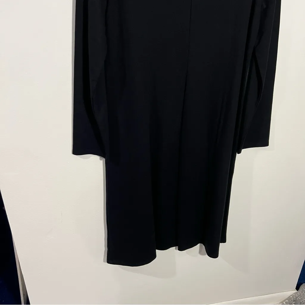 New J. Jill‎ Stretch Black Long Sleeves Jersey Knit Dress w/ Side Twist Medium - Image 8