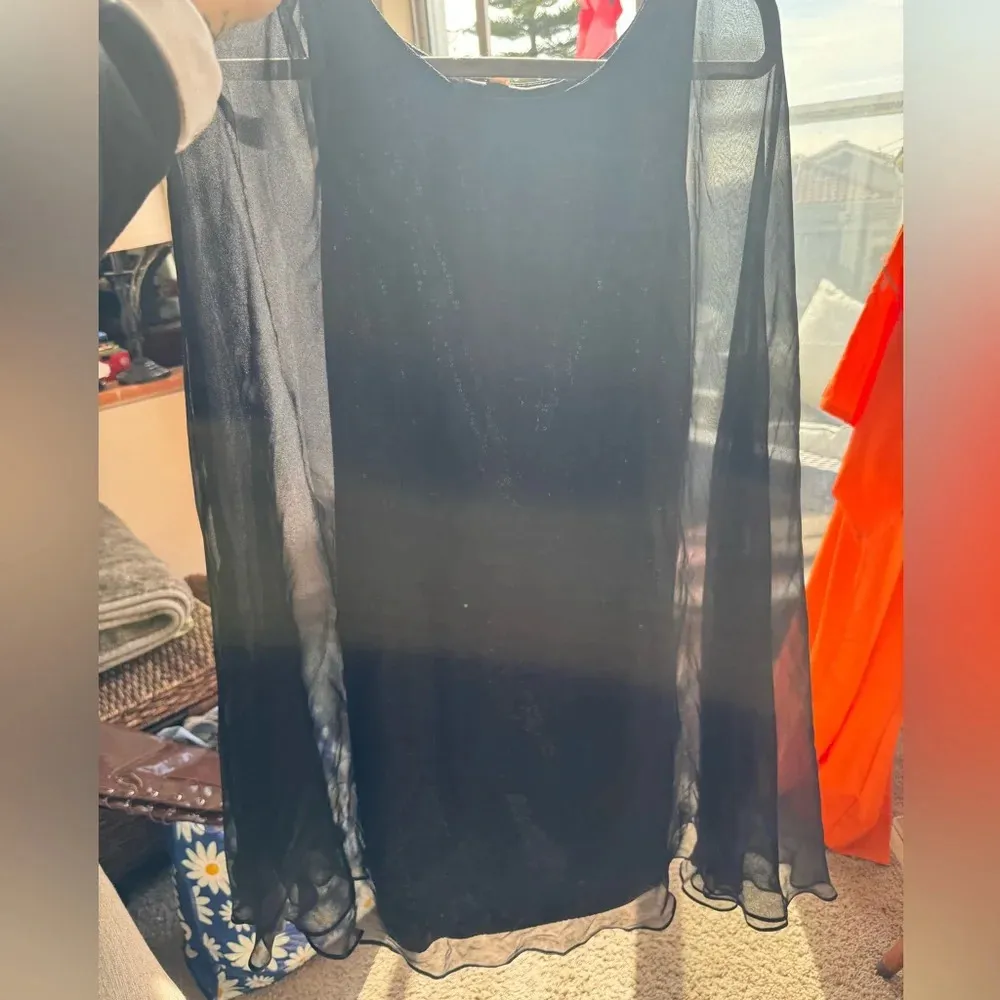 Bailey 44 sheer black Sequined Cocktail Dress With cape size medium NWT prom - Image 15