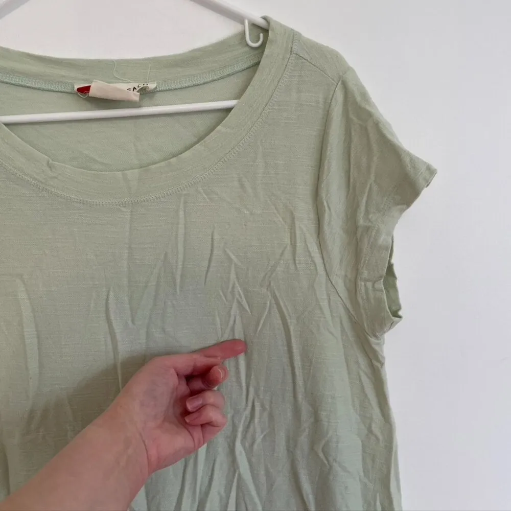 FP BEACH / FREE PEOPLE Lena Cotton & Linen Midi T-Shirt Dress Solid Mint Green M - Image 14