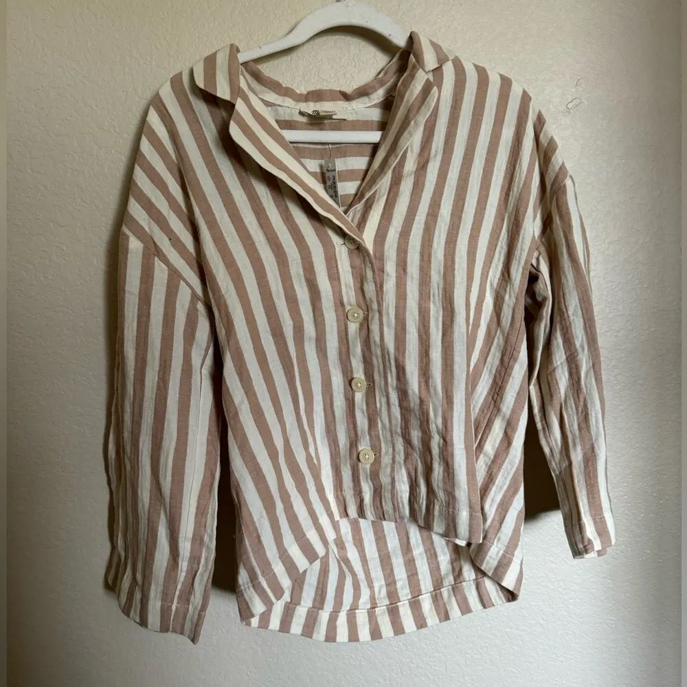 Madewell Striped‎ Double-Gauze Oversized Pajama Shirt Sz S Hyde Park Stripe NEW - Image 4