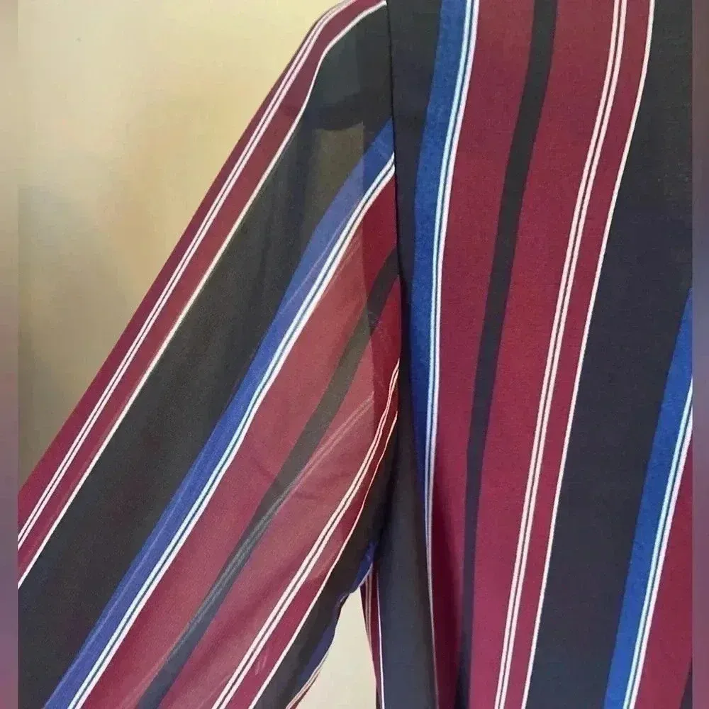 Madewell Wrap-Around Maxi Dress‎ in Stockdale Stripe Maroon Navy Size 00 ($178) - Image 7