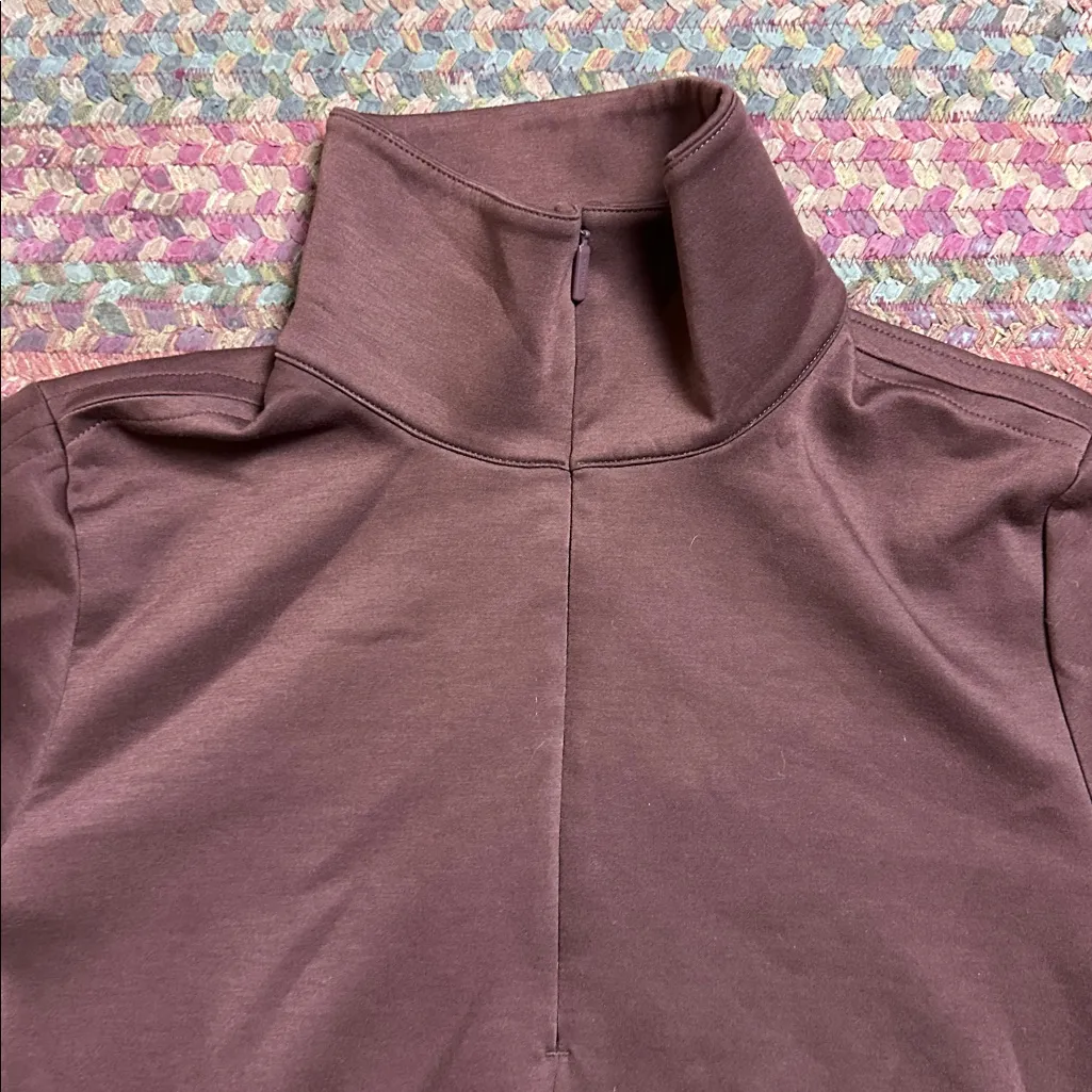 NWOT ATHLETA BROWN HALF ZIP POLO PULLOVER - Image 3