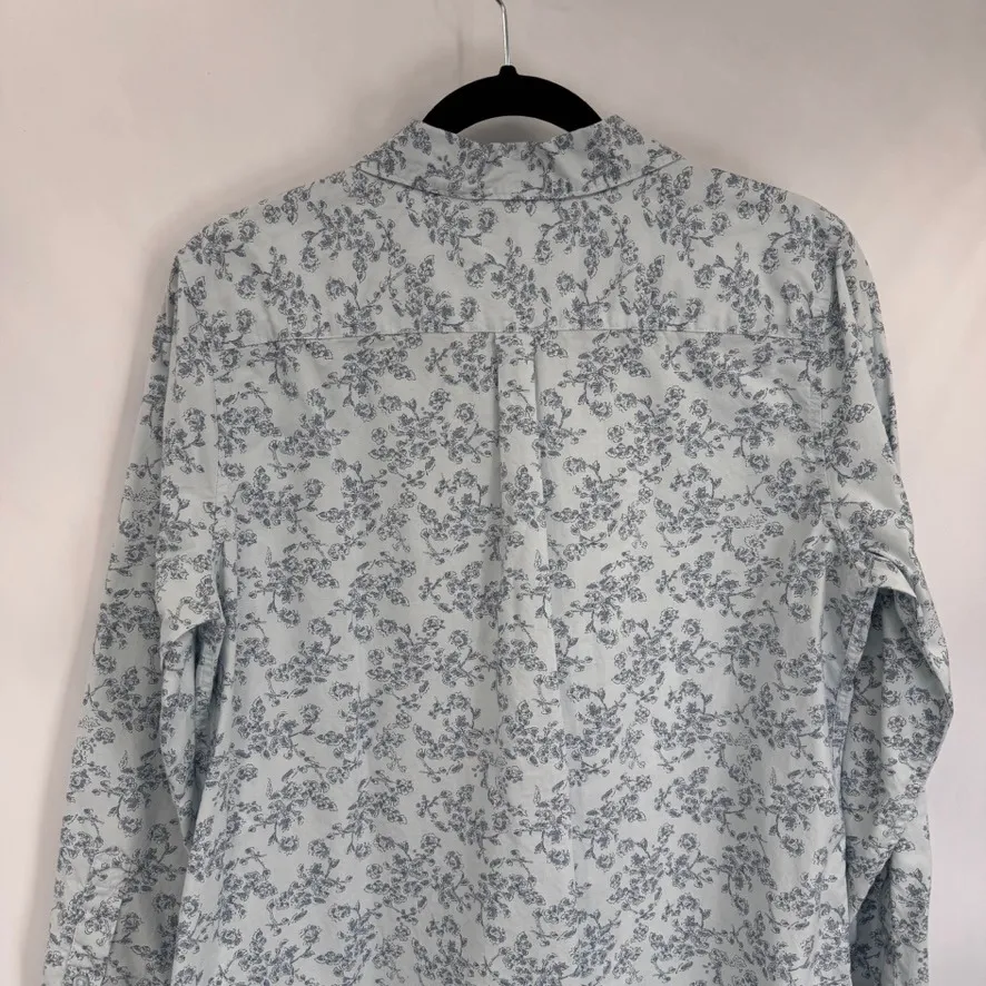 Garnet Hill Button Front Shirt Womens 12 Blue Floral Organic Cotton Feminine - Image 8