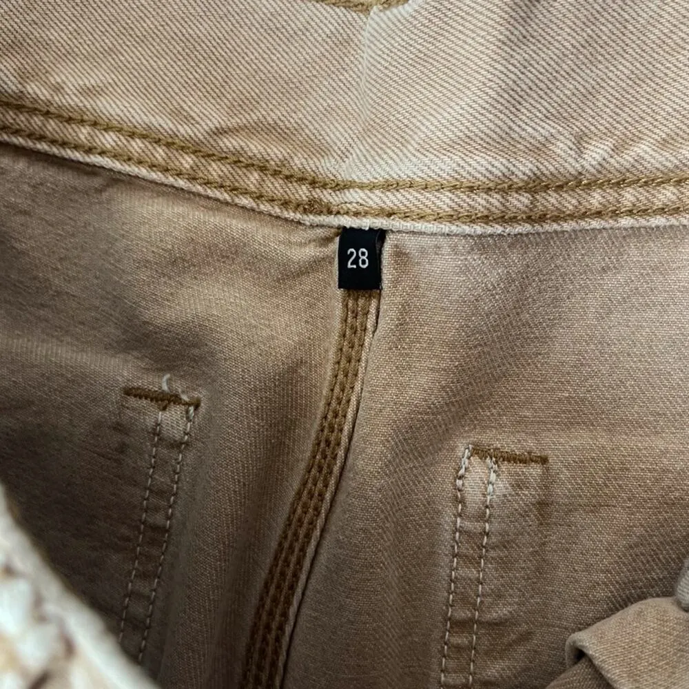 Re/Done Cargo Utility Loose Jeans Denim Washed Khaki Tan Size 28 - Image 3