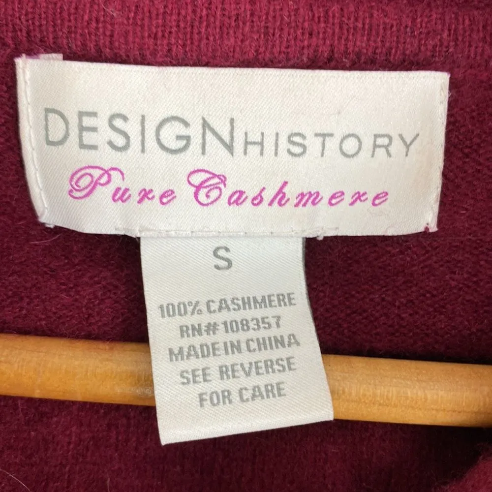 Design History 100% Cashmere Burgundy Red Drape Cowl Neck Vintage Sweater S - Image 6