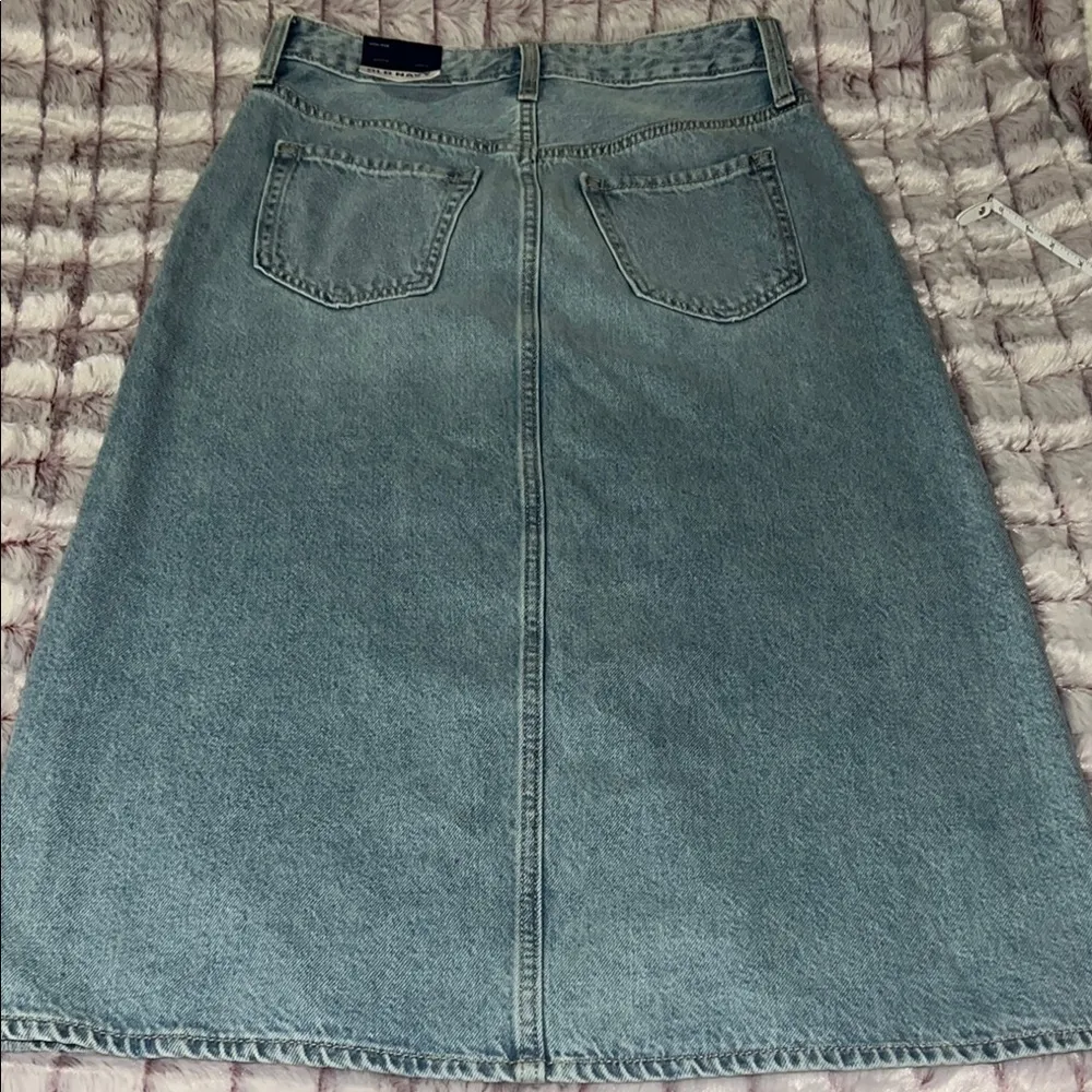 Old Navy Blue Gold Midi A-Line Skirt with Slit‎ - Image 12