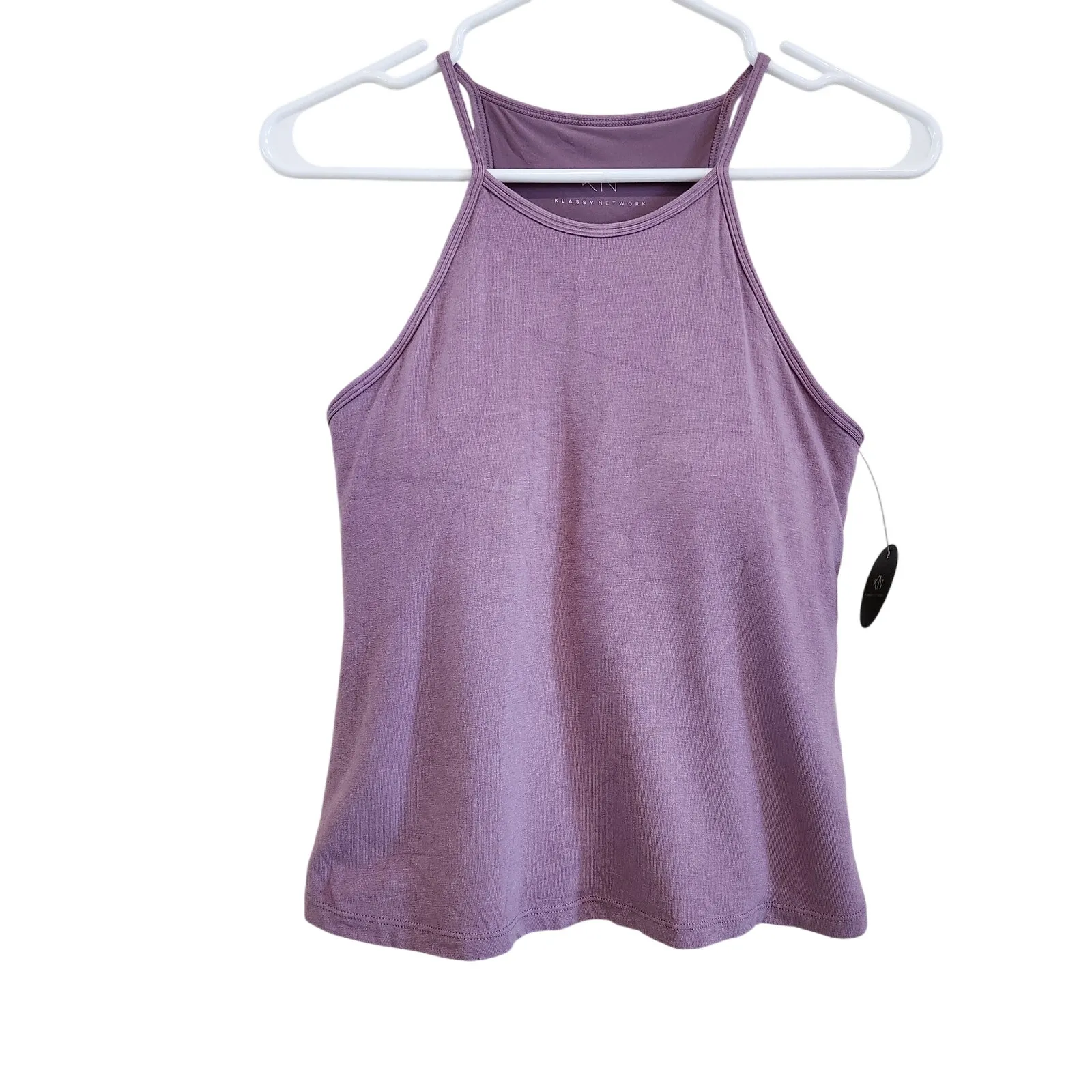 Klassy Network Lilac Padded Knit Ribbed High Neck Brami Tank Top Shirt Medium - Image 2