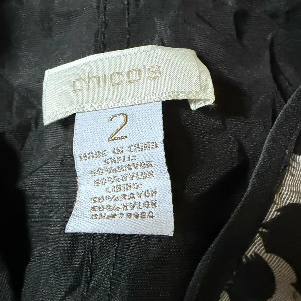 Chicos Reversible Light Jacket Size Large Gray Black Leopard Animal Print - Image 6