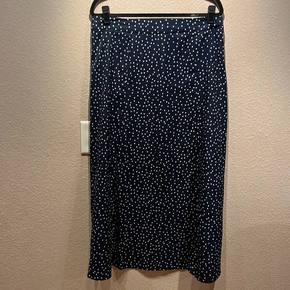 Women’s Navy Blue Polka Dot Split Side Skirt Size XL - Image 6