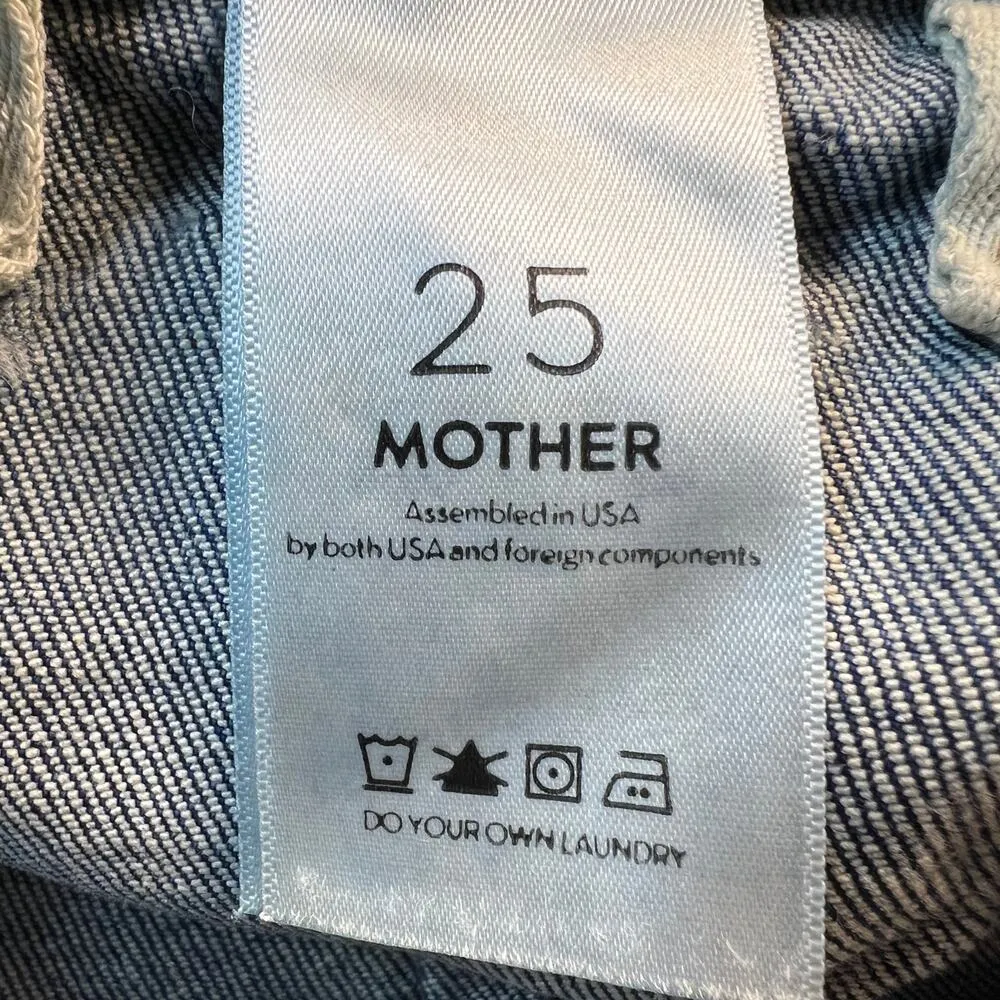 Mother The Patch Pocket Hustler Crop Jean Button Fly Half Raw Hem Size 25 Blue - Image 9