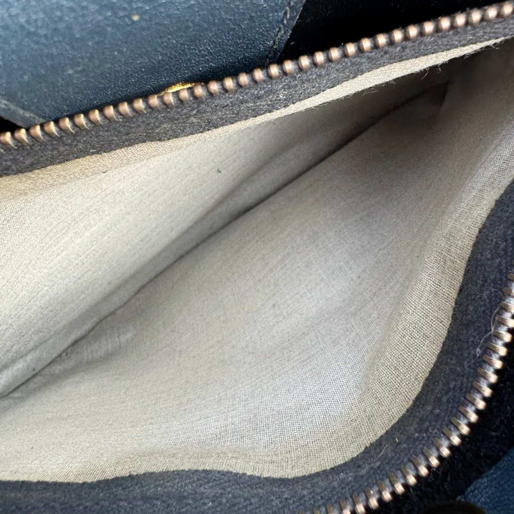 Ganson Navy Blue Leather Vintage Crossbody Flap Bag Adjustable Strap in GUC - Image 9