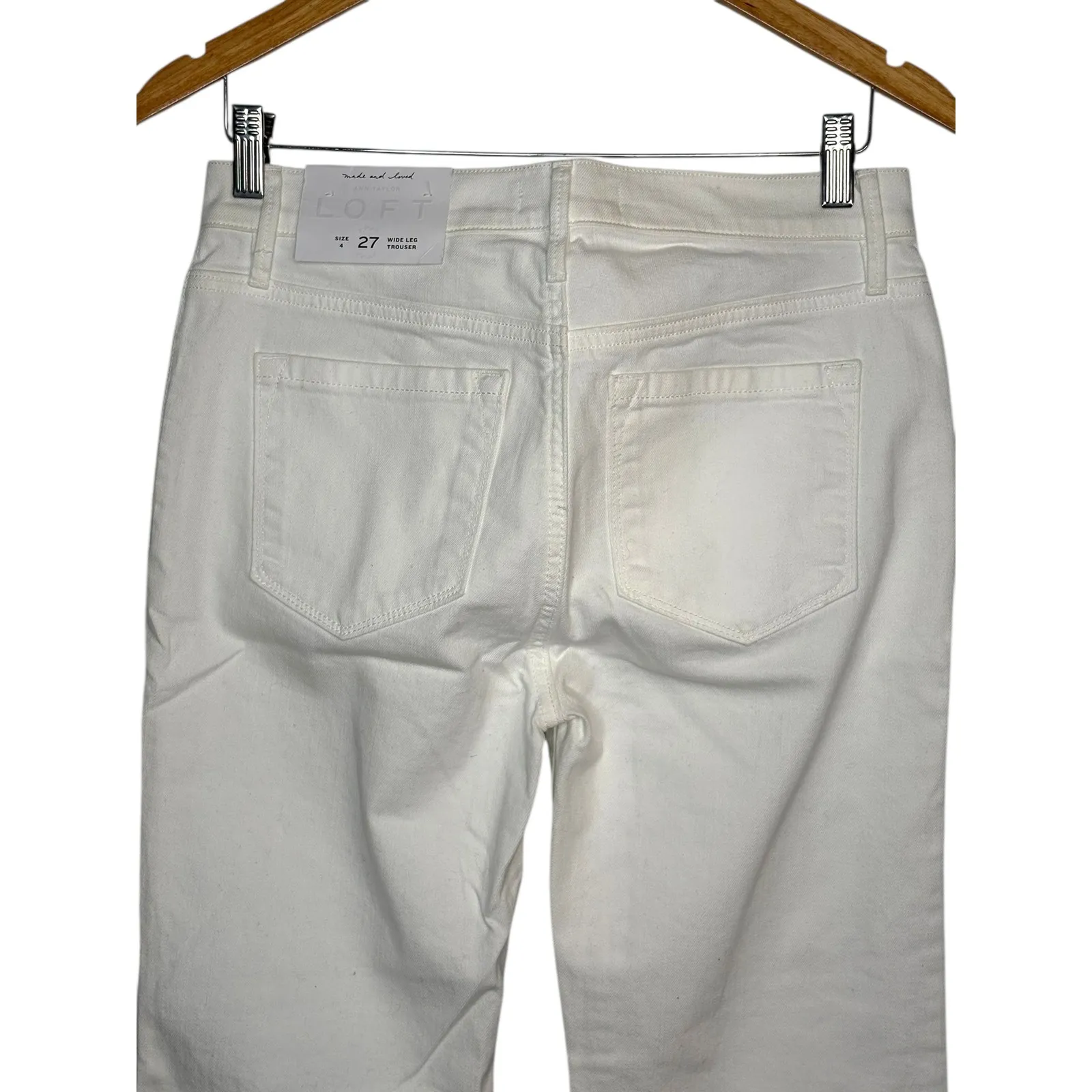 Ann Taylor LOFT White Wide Leg Trouser Pants Jeans Women Size 27 4 NWT - Image 9