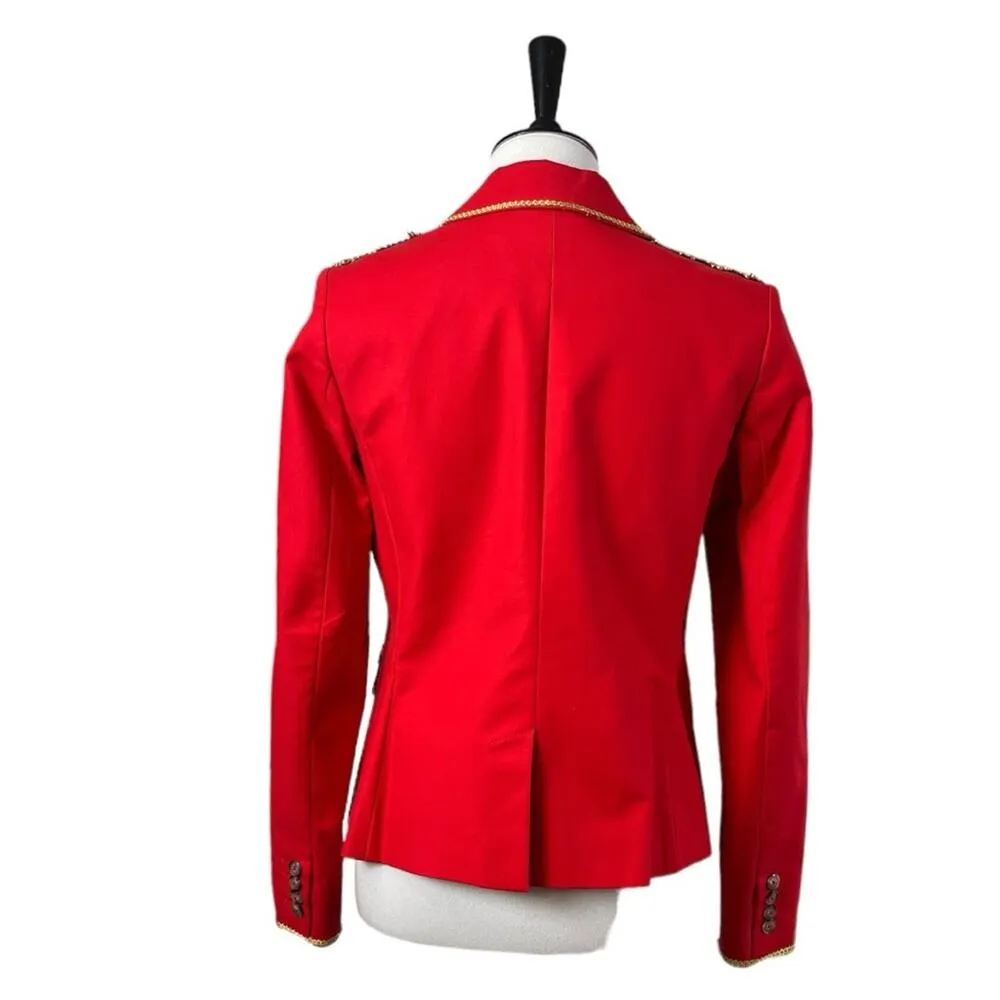 Tommy Hilfiger Blazer Military Style 2 Button Red Gold Braiding Women’s Size 6 - Image 6