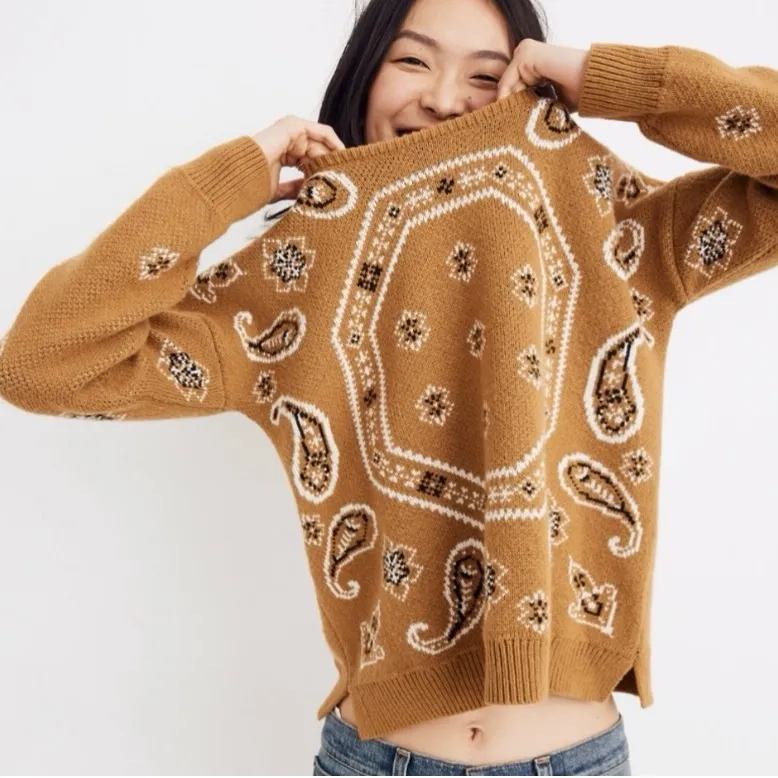 Madewell Women’s‎ Sz M Bandana Pullover Sweater - Image 2