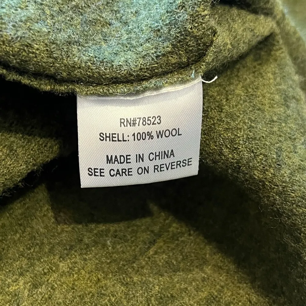 Luii Anthropologie Wool Asymmetrical Zipper Green Long Sleeve Jacket Medium - Image 7