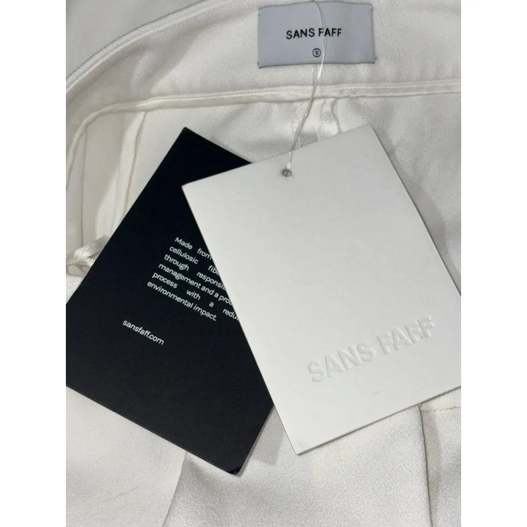 SANS FAFF Pin Tuck Palazzo Pants in White Small New Womens Tailored Trousers - Image 8