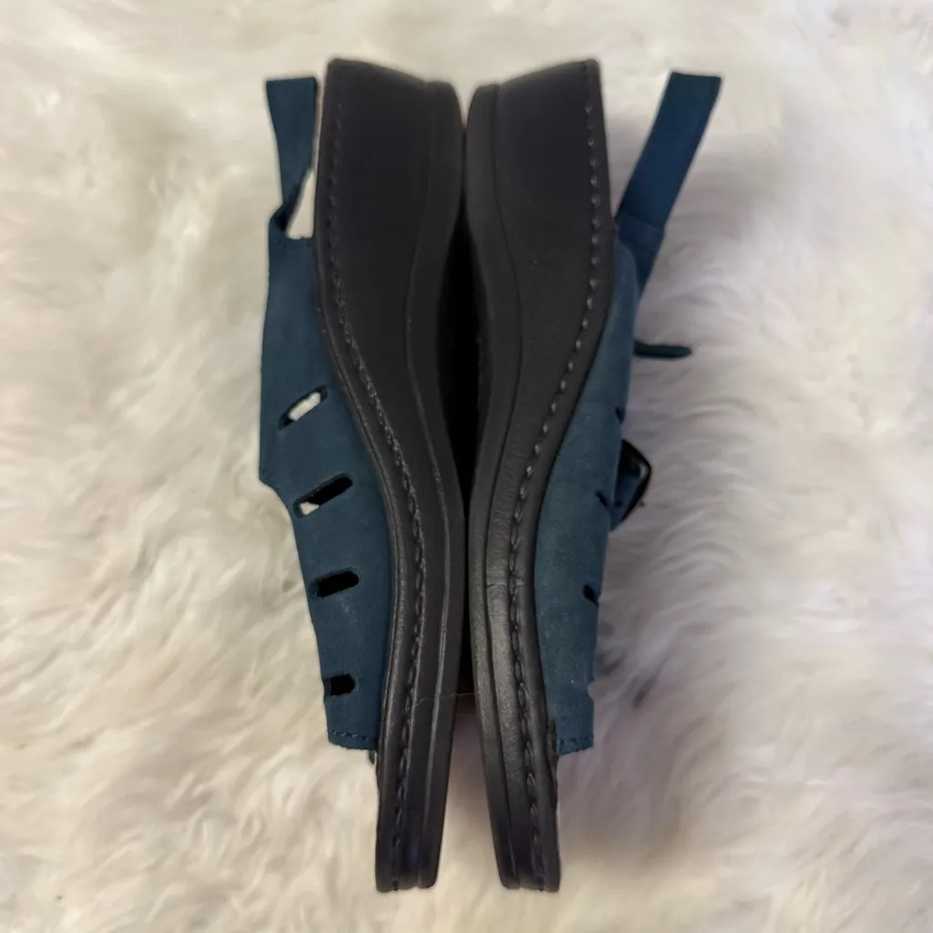 Fly Flot Italian Comfort Leather Anatomic Sandals – Blue – Size 38 (US 7.5–8) - Image 3