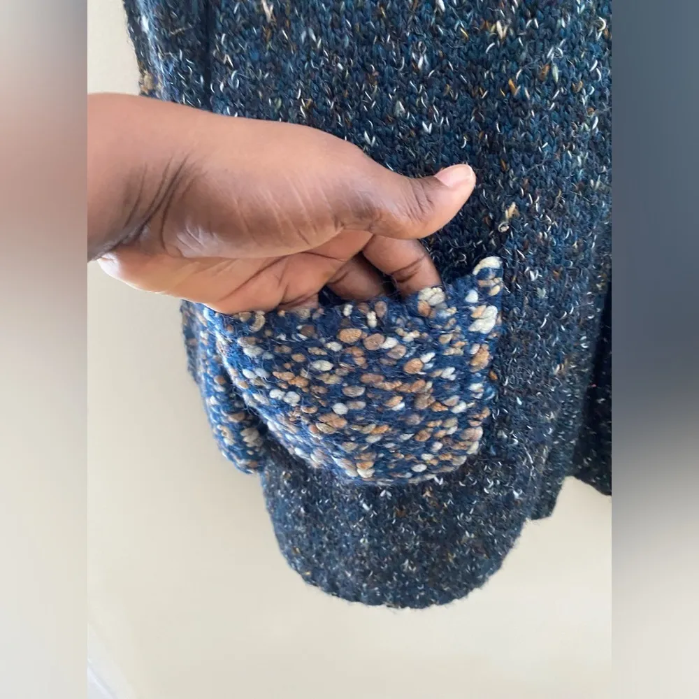 CURIO one button crotchet front pockets cardigan/ sweater. Gray - Image 4