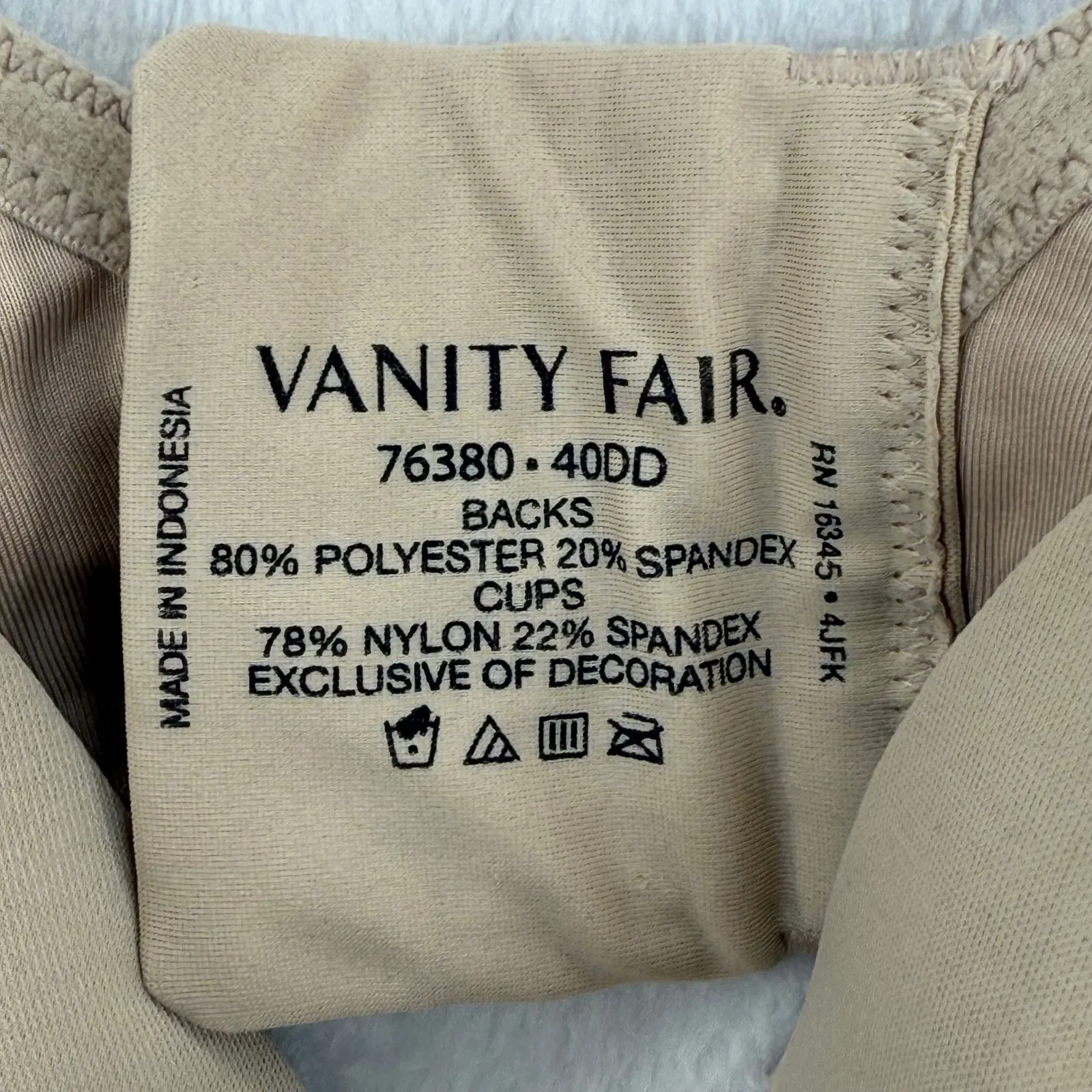 Vanity Fair‎ 76380 Smoothing Minimizer Bra 40DD Beige Wireless Comfort - Image 2