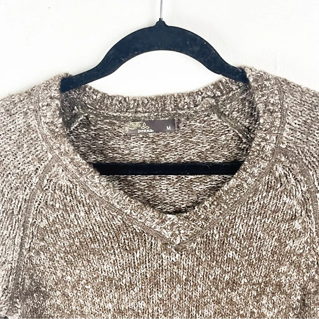PRANA Brown Marled Long Sleeves V-Neck Knit Cabin Sweater, Size Medium - Image 7