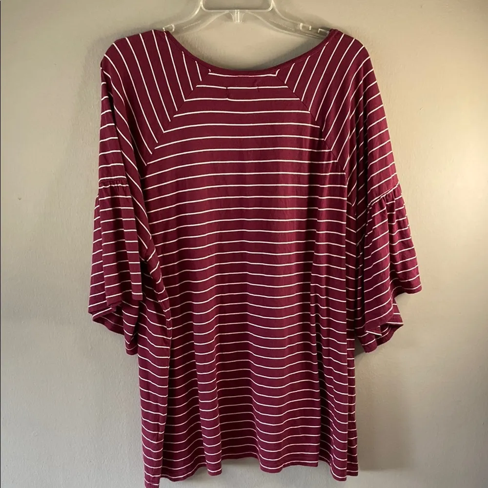 Chaps Burgundy Striped Blouse - Image 7