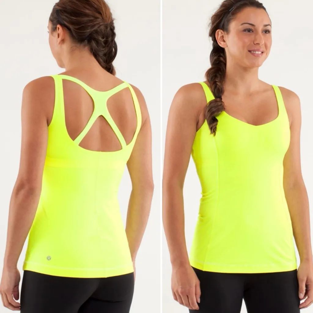 Lululemon Optimal Double Strap Cutout Back Tank Top in Ray Neon Yellow Size 4‎ - Image 2