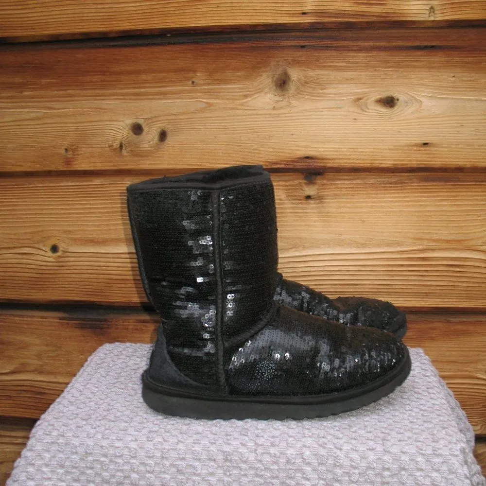 UGG Black Short Sequin Boots 7 - Image 4
