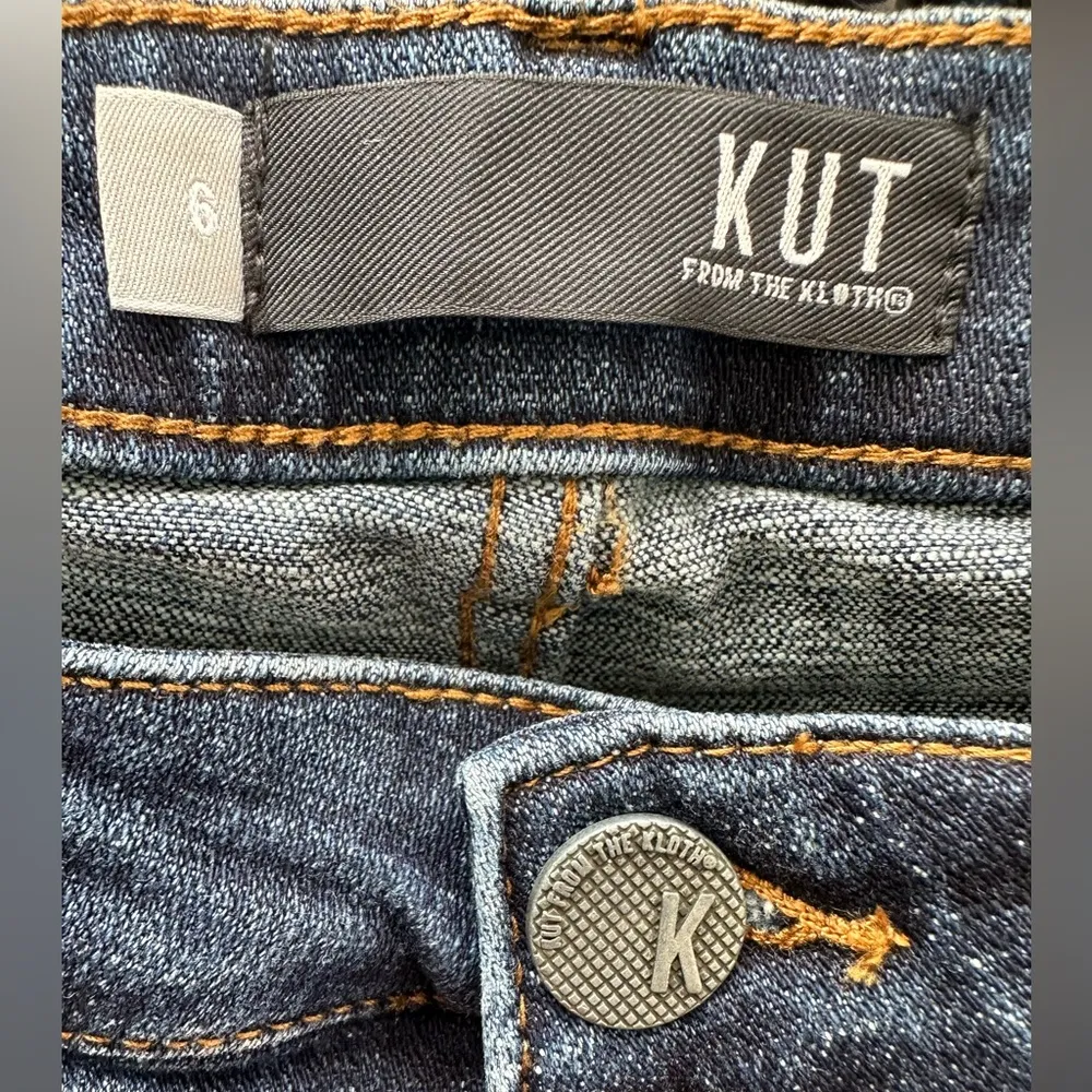 Kut From The Kloth Lauren Crop Straight Leg Dark Wash Factory Fade Denim Jeans 6 - Image 5