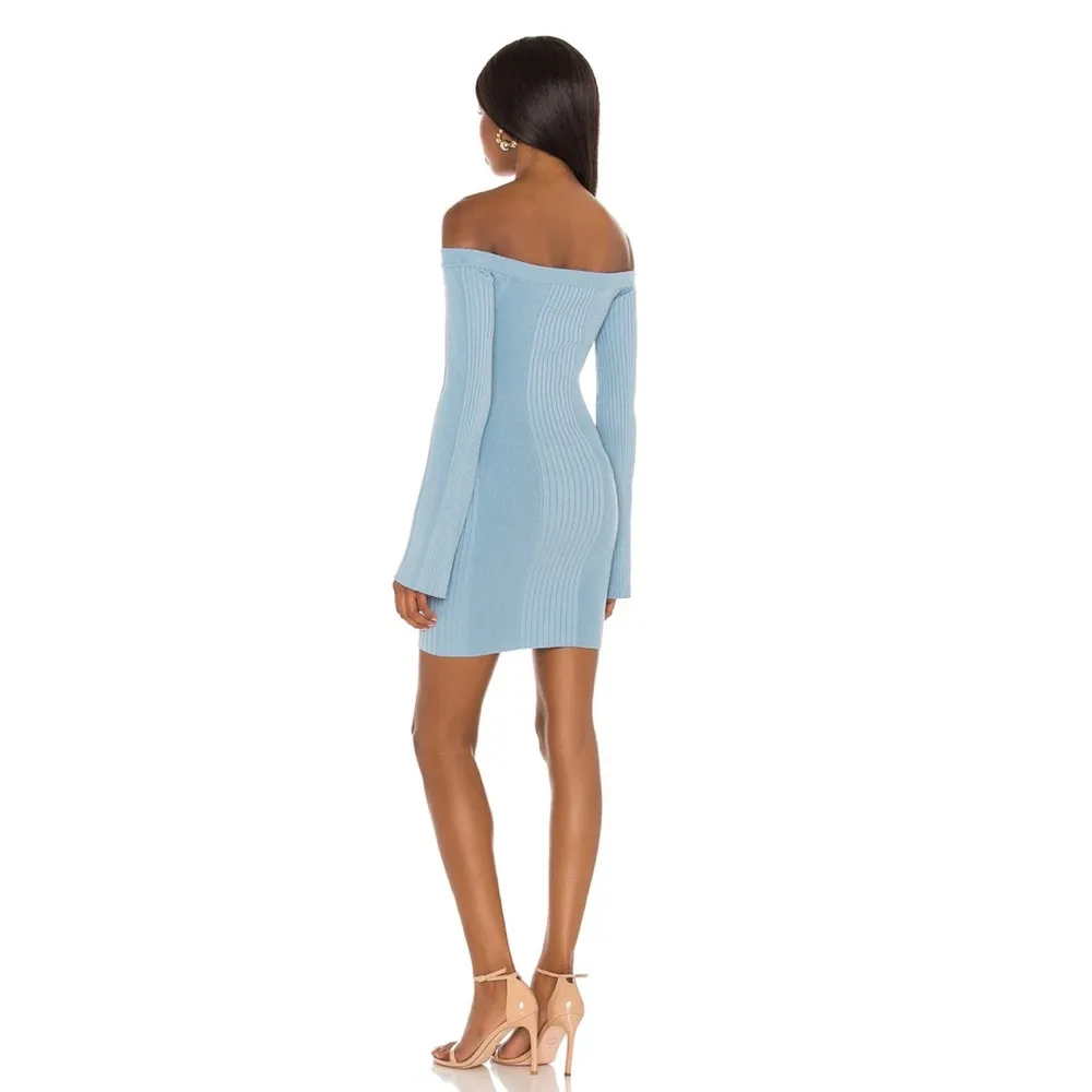 Lovers + Friends Slate Blue Adelia Off Shoulder Dress S - Image 23