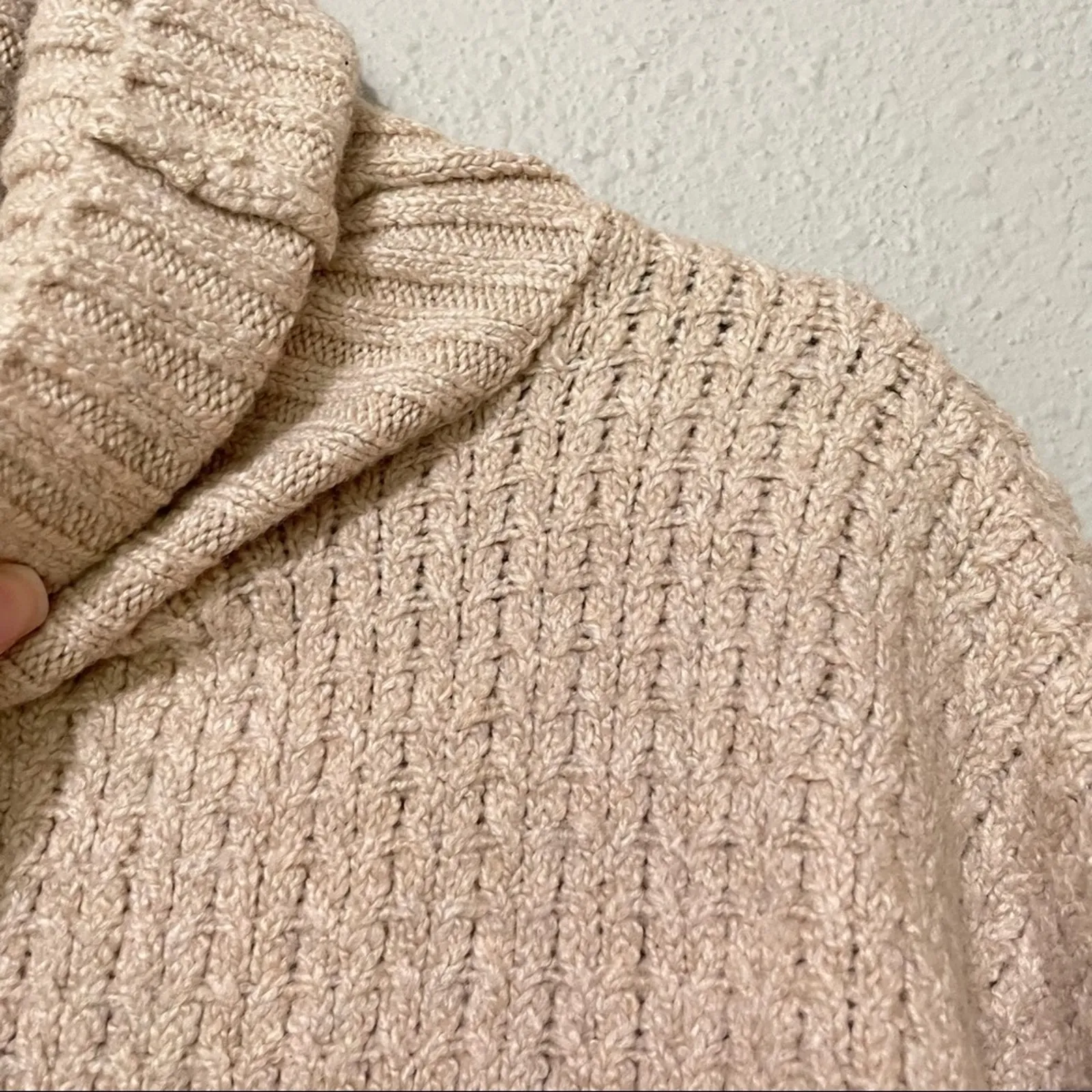 Cupcakes & Cashmere Tan Chunky Knit Turtleneck Sweater Womens S Preppy Oatmeal - Image 7