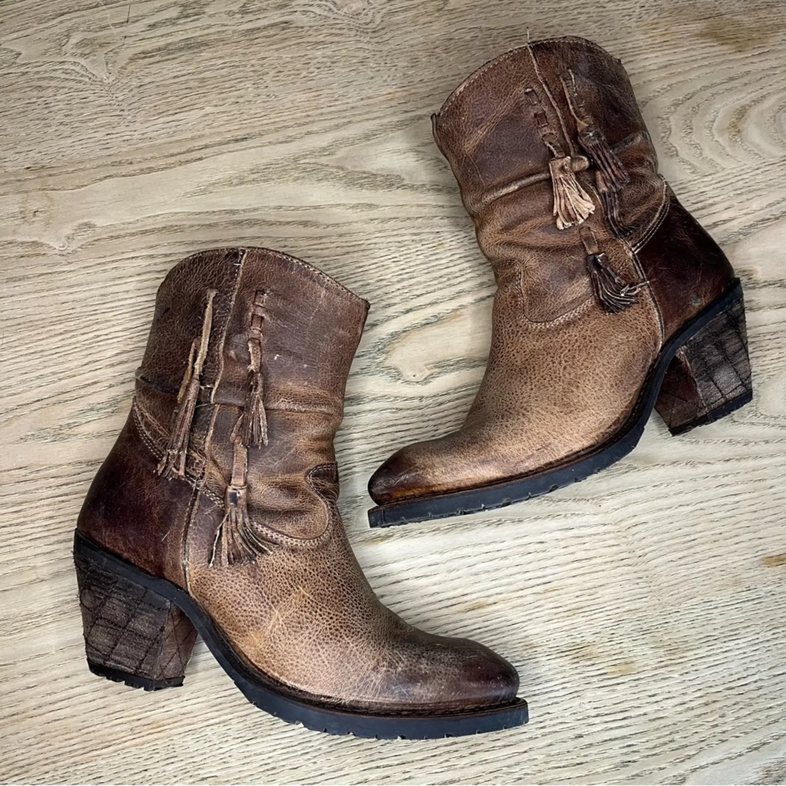 Justin Western Cowgirl Boots Distressed Brown Leather Festival Rodeo Women’s 7.5 - Image 8