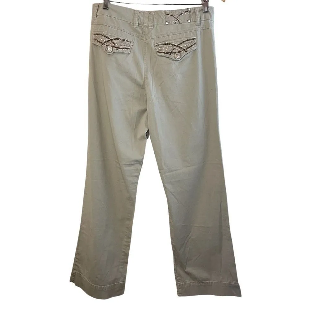 STYLE‎ & CO PREMIUM Vintage Wide Leg Embellished Khakis, Size 10 - Image 4