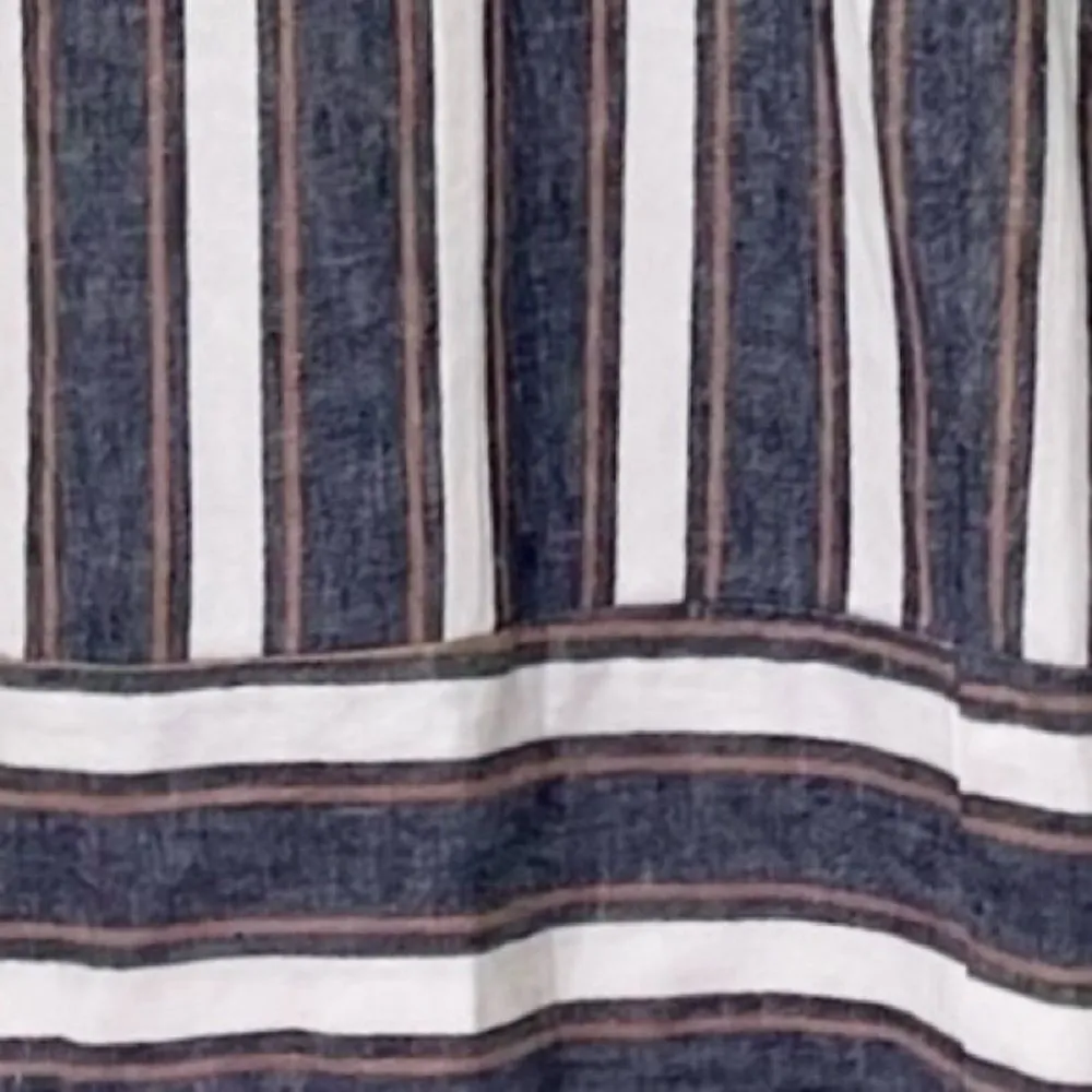 Banana Republic Blake Linen Cropped Pants Size 4 Wide Leg Gray White Tan Stripe - Image 8