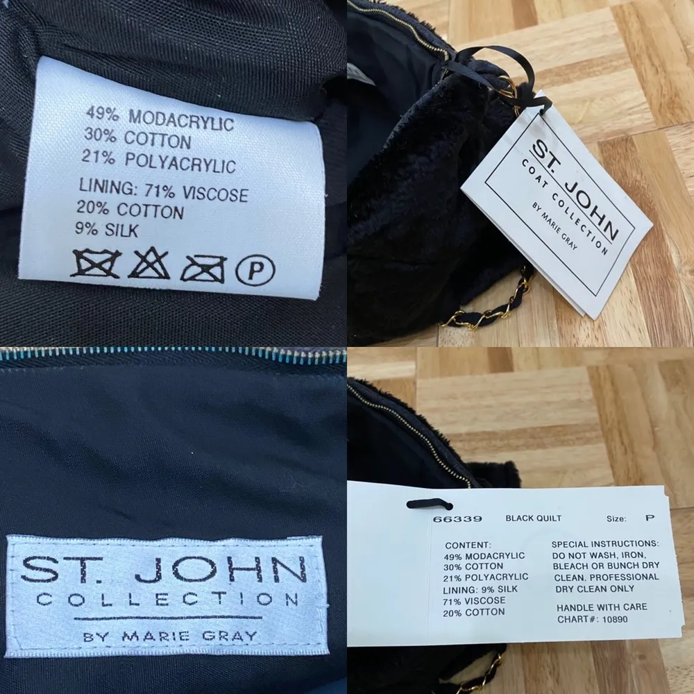 Vintage ST. JOHN Black Quilt Velour Chain Bag - Image 14