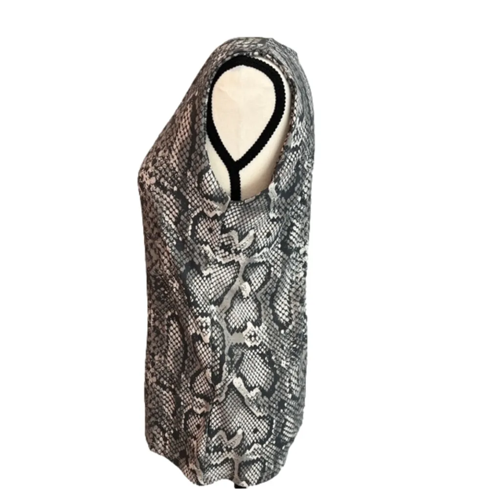 Zara scoop neck sleeveless dressy tank top in snakeskin print, size L. - Image 3