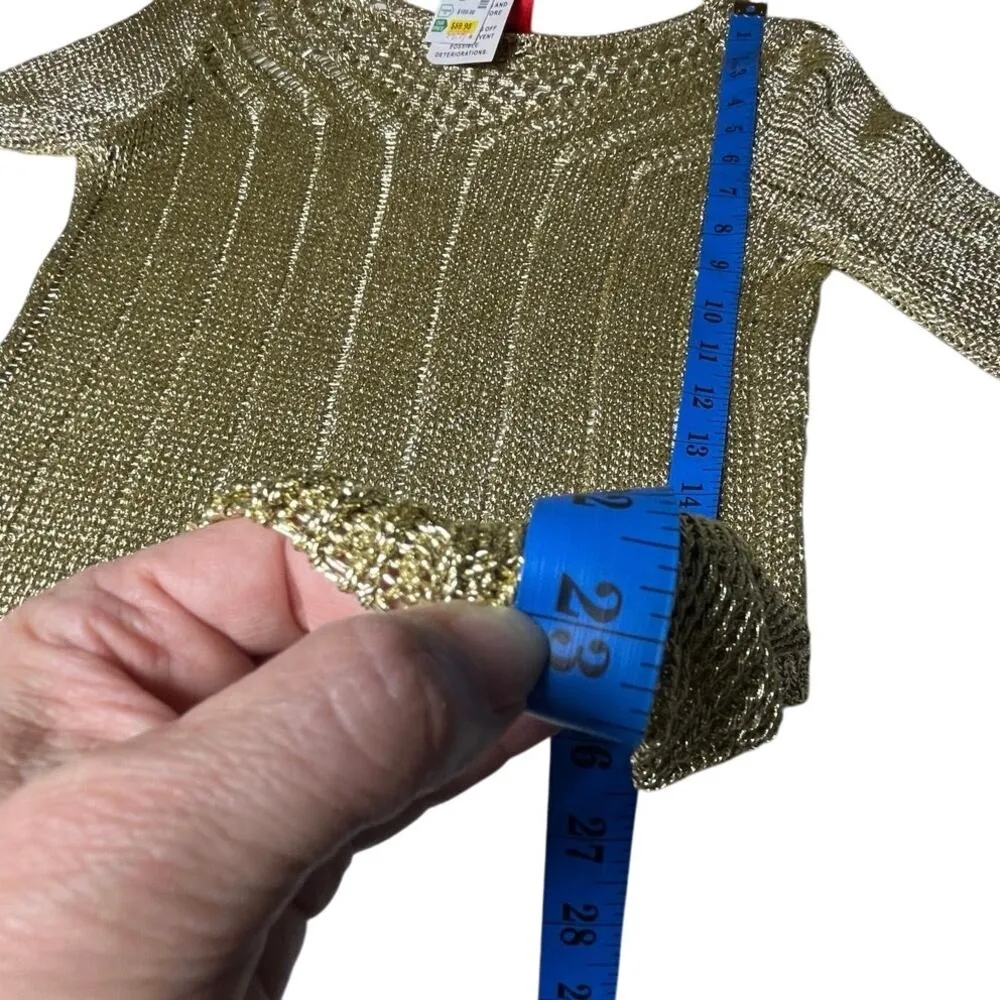 Cristina‎ Metallic Gold Knit Sweater Small NWT SM5932G Party Holiday Top - Image 11