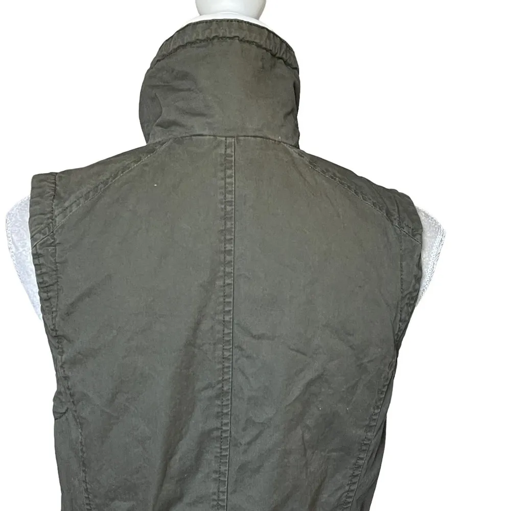 Jolt Women’s Green Military Utility Vest Jacket Size S Embroidered Roses Zip - Image 5