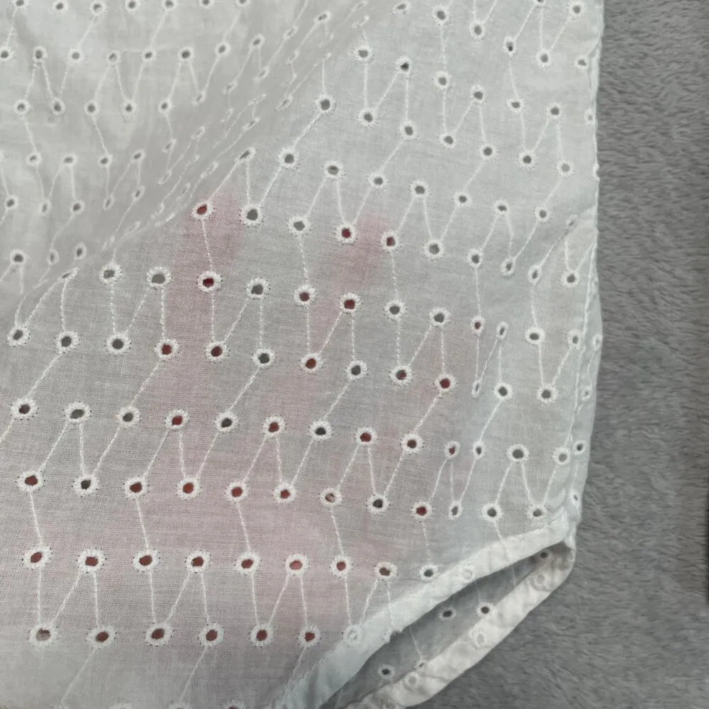 Nili Lotan Shirt Small White Eyelet Classic Capsule Button Up Quiet Luxury - Image 7