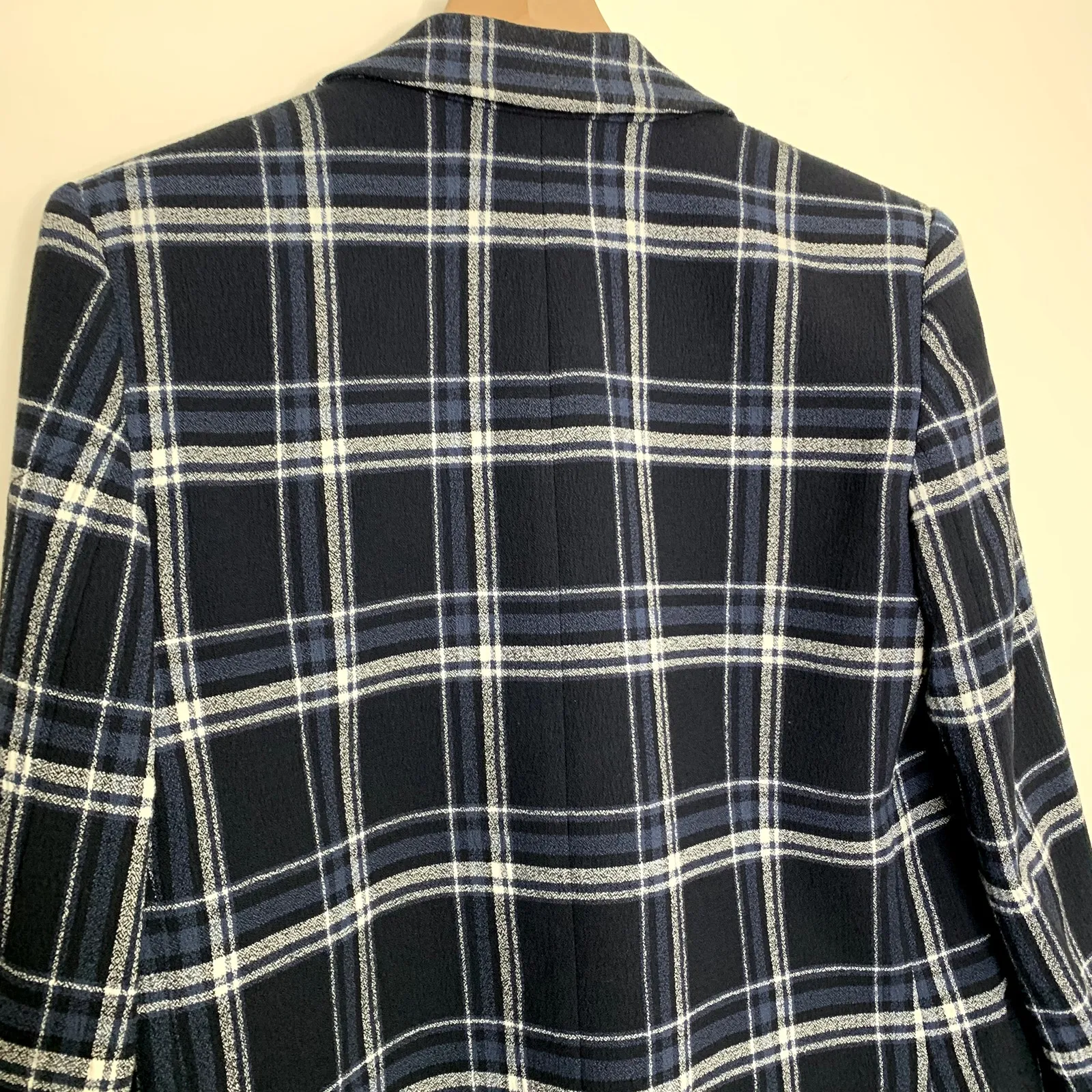 Whistles Navy Check Double Breasted Blazer Womens Small Blue - Image 12