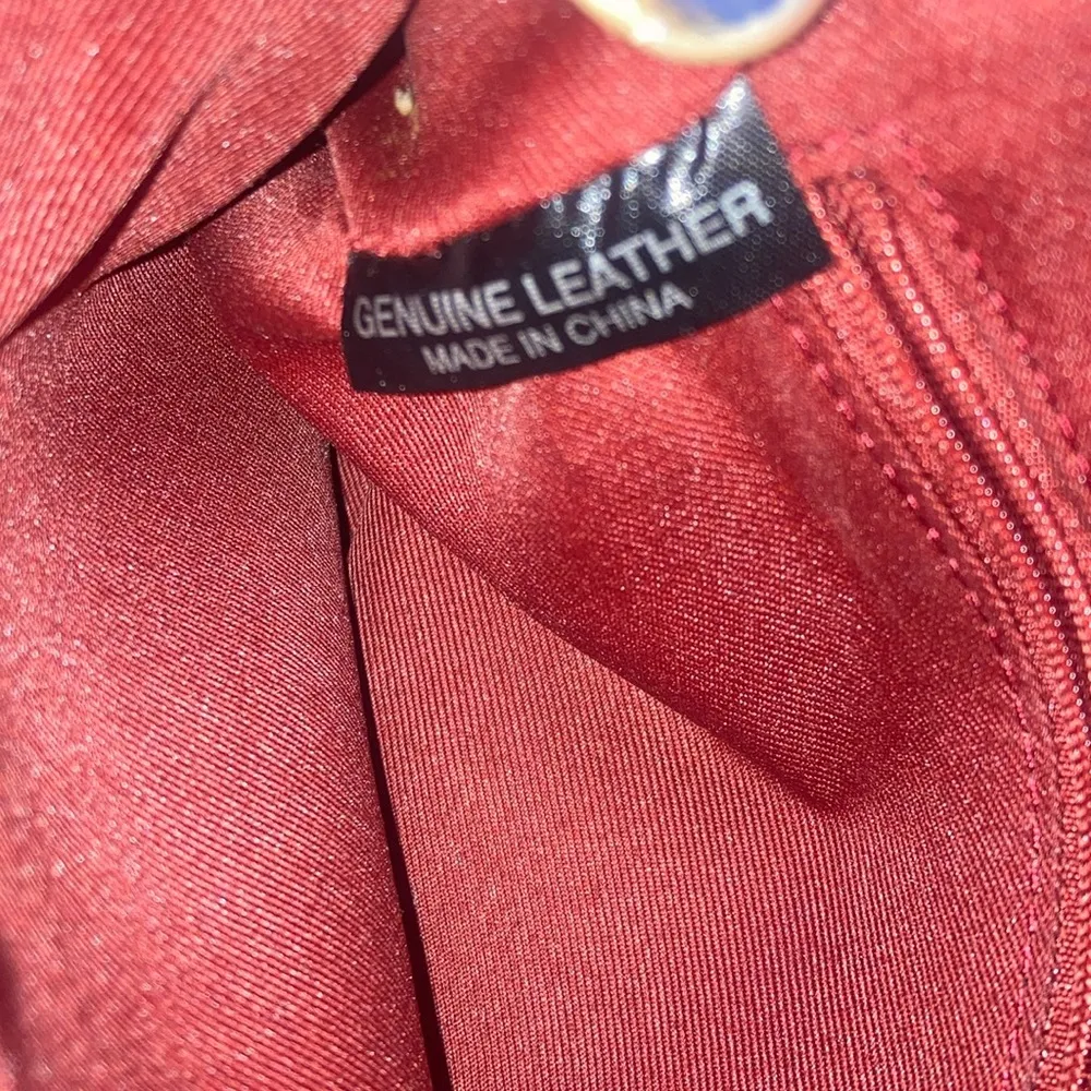 Fossil Genuine Red Leather Crossbody Bag Purse - Image 4